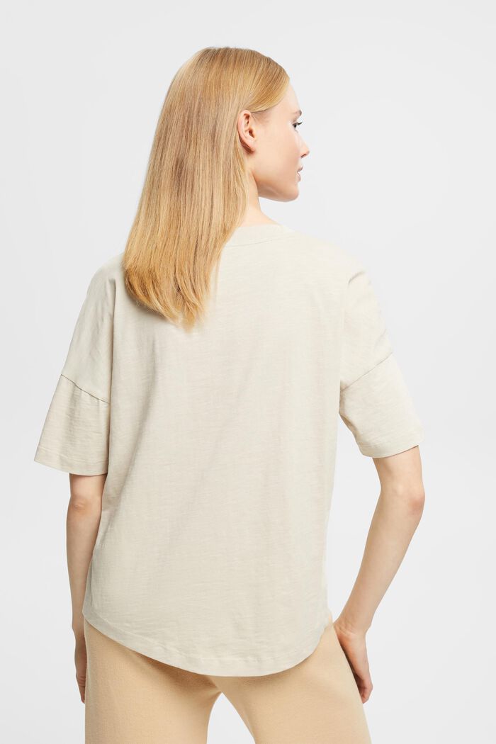 Cotton t-shirt with geometric print, LIGHT TAUPE, detail image number 3