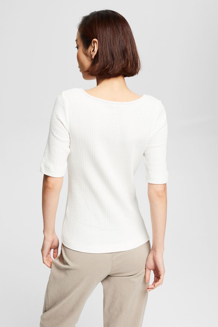 Textured cotton top, OFF WHITE, detail image number 3