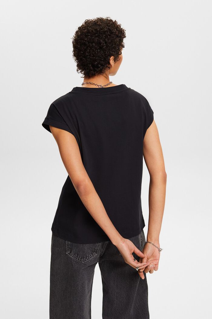 V-Neck T-Shirt, BLACK, detail image number 2