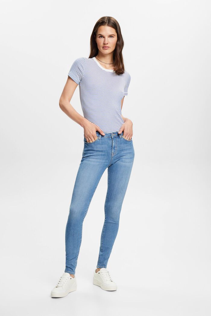 Skinny jeans of sustainable cotton, BLUE LIGHT WASHED, detail image number 4