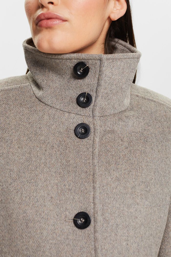 Brushed Wool Coat, TAUPE, detail image number 3