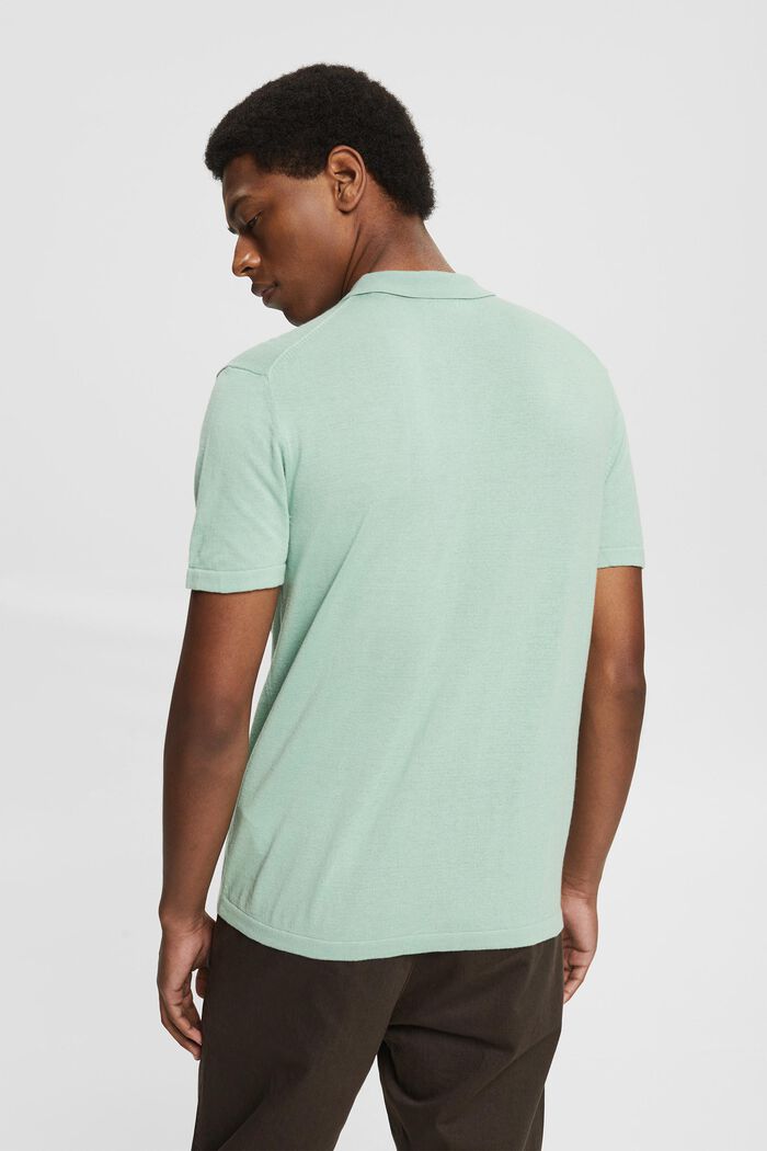 Containing TENCEL™: polo shirt in a knit look, LIGHT GREEN, detail image number 3