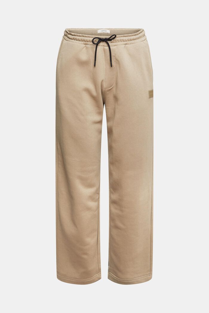 Made of recycled material: tracksuit bottoms with a wide leg, PALE KHAKI, overview