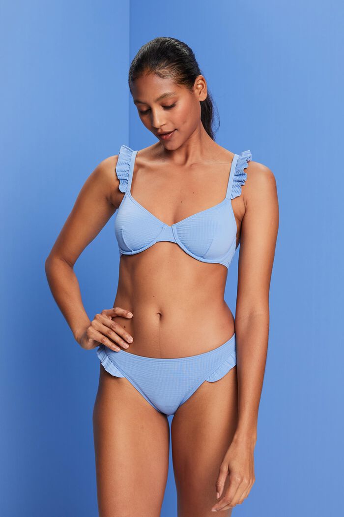Recycled: underwired bikini top with ruffles, LIGHT BLUE LAVENDER, detail image number 0