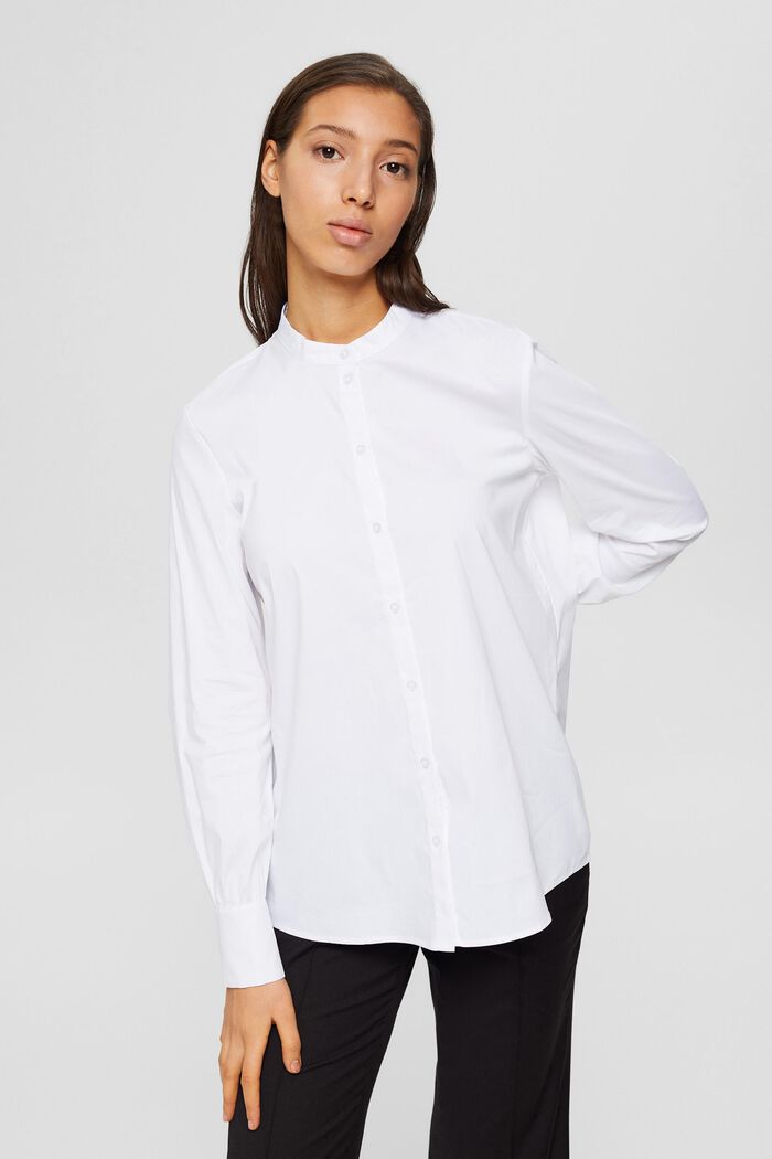 Blouse with frilled details on the sleeves, WHITE, detail image number 0