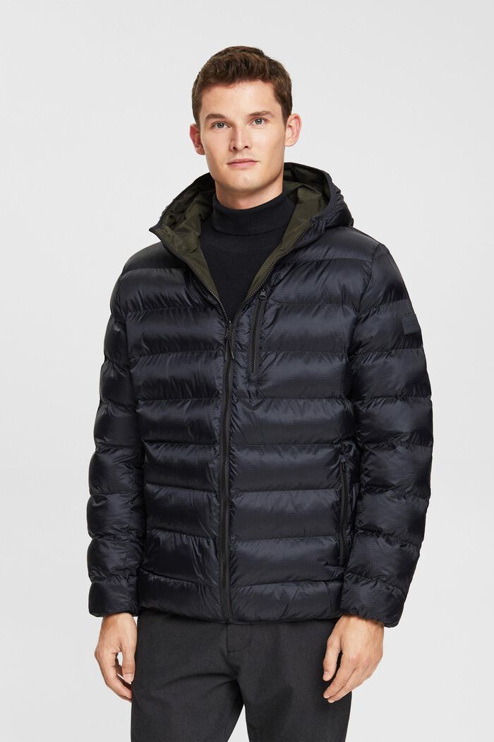 Quilted jacket with hood, BLACK, detail image number 1