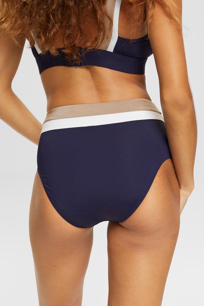Tri-colour high-rise bikini bottoms, NAVY, detail image number 3