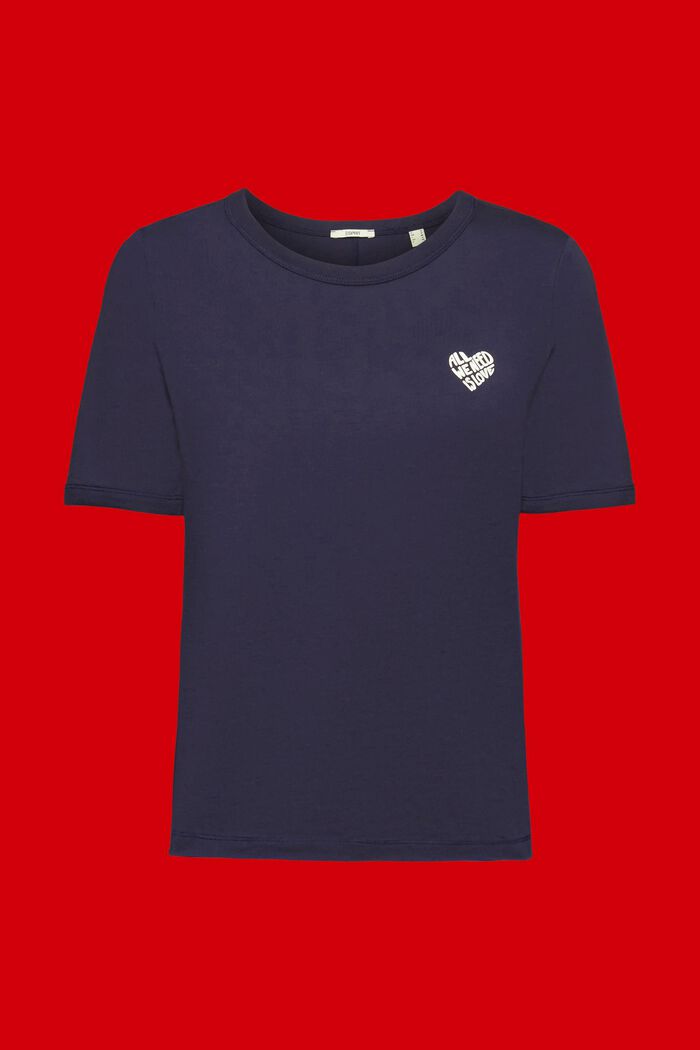 Cotton t-shirt with heart-shaped logo, NAVY, detail image number 5