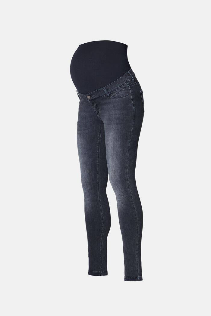 Stretch jeans with an over-bump waistband, BLACK BLUE WASHED, detail image number 3
