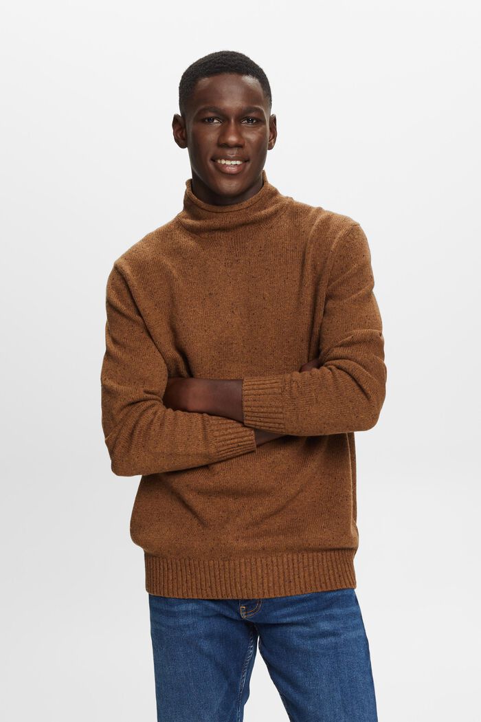 Wool-Blend Mockneck Sweater, BARK, detail image number 2