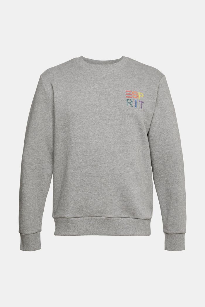 Sweatshirt with a colourful embroidered logo, MEDIUM GREY, overview