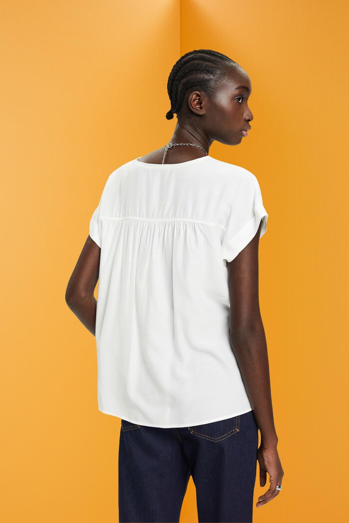V-neck short-sleeved blouse, OFF WHITE, detail image number 3