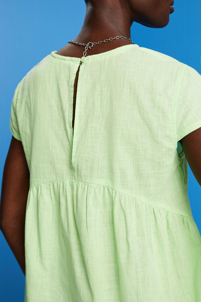 Sustainable cotton blouse with short-sleeves, CITRUS GREEN, detail image number 2