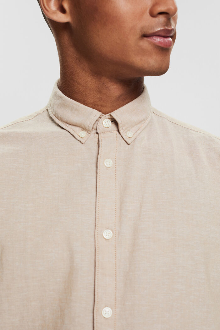 Blended linen short sleeved button-down shirt, SAND, detail image number 2