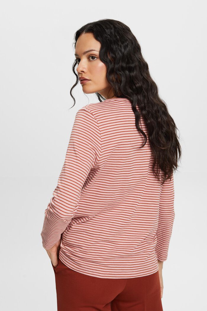 Striped Long-Sleeve Top, OLD PINK, detail image number 3