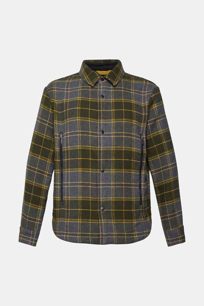 Checked wool blend shacket