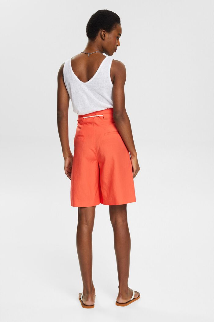 Linen blend: drawstring shorts, CORAL ORANGE, detail image number 2