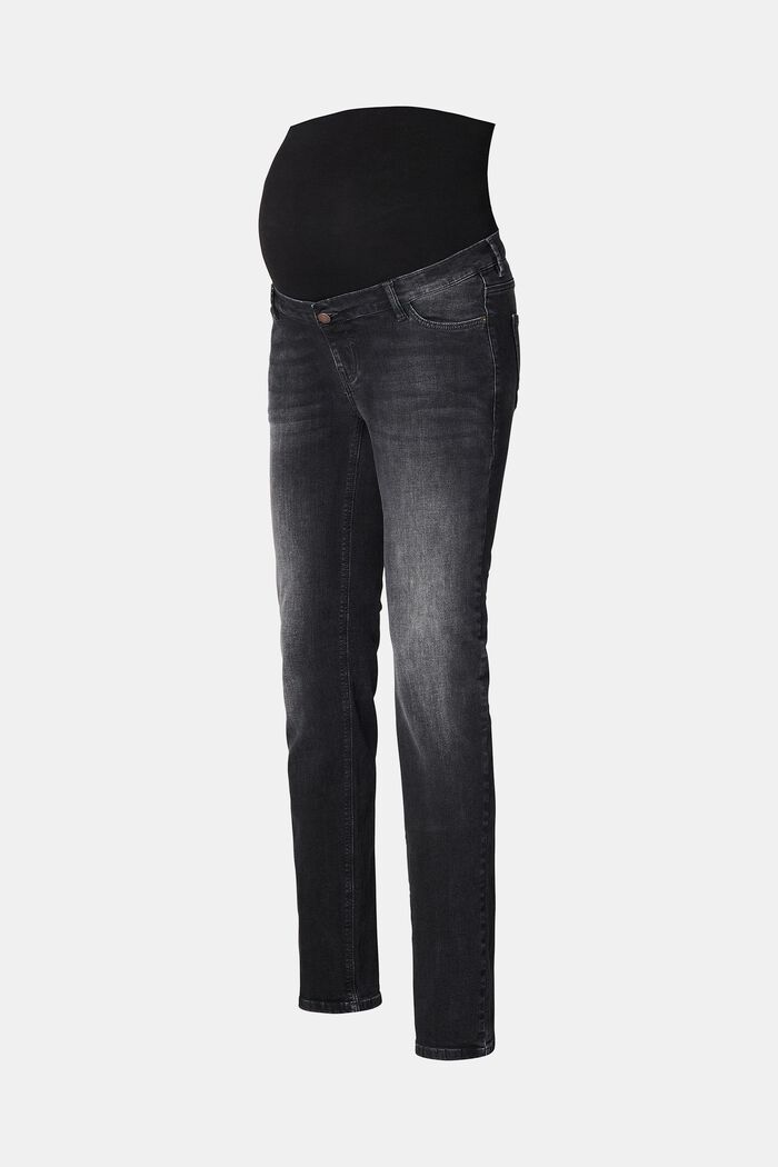 Stretch jeans with an over-bump waistband, organic cotton, GREY DENIM, detail image number 5