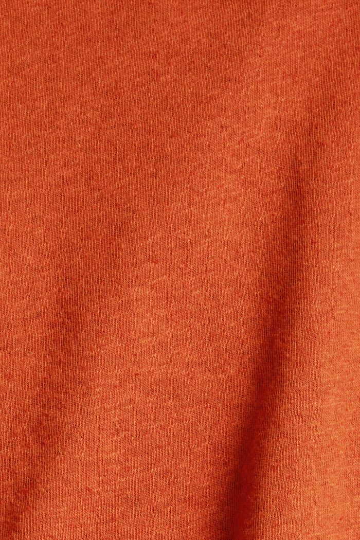 Linen blend: V-neck T-shirt, TOFFEE, detail image number 4