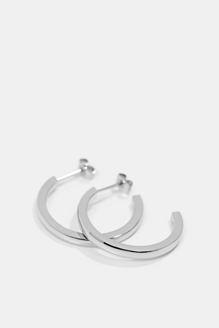 Stainless-steel hoop earrings, SILVER, detail image number 1