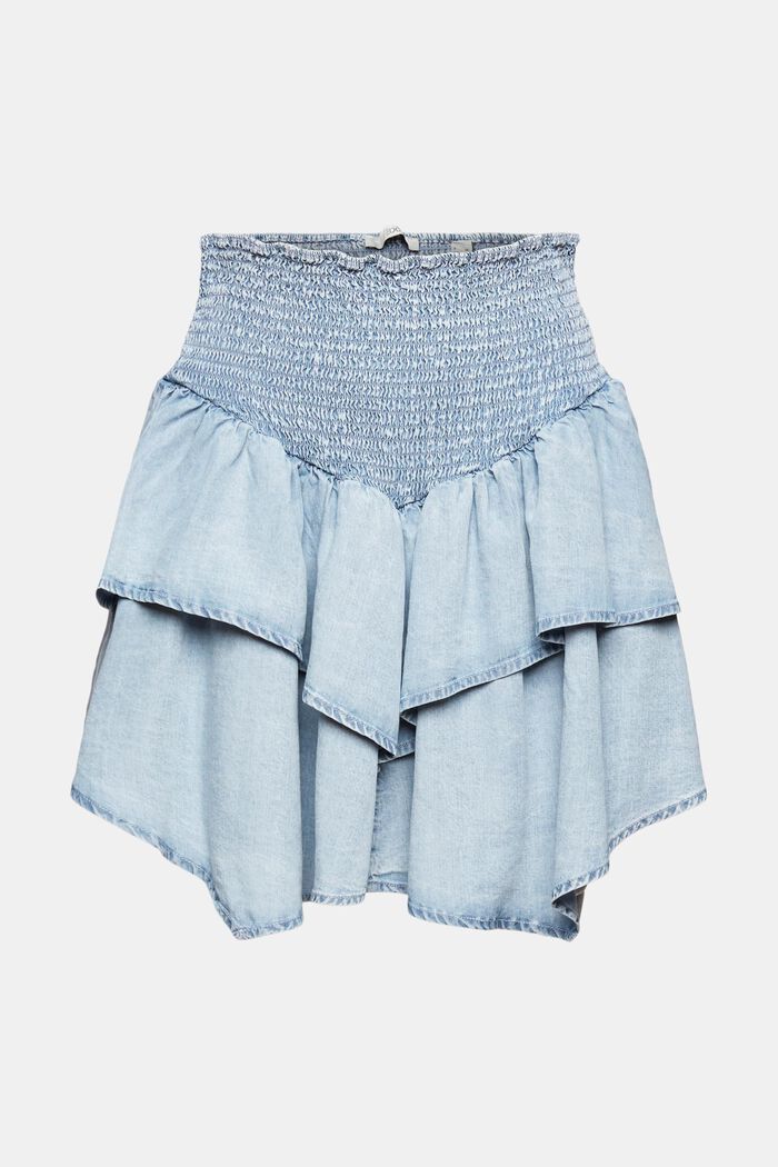 Made of TENCEL™: denim-effect mini skirt, BLUE BLEACHED, overview