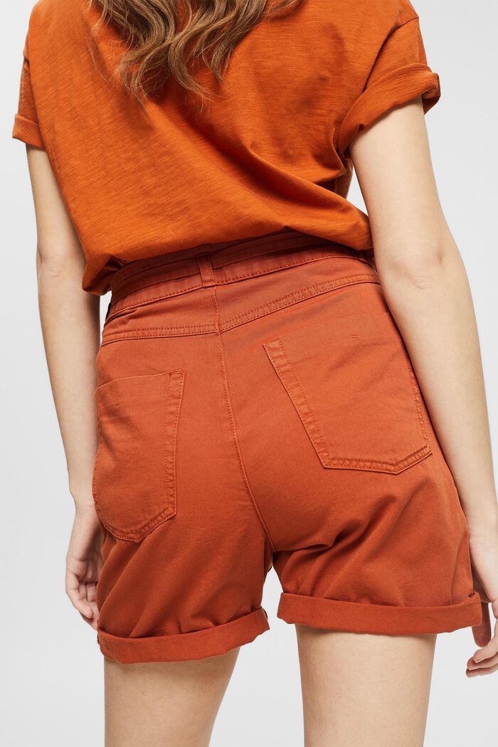Shorts with a tie-around belt, organic cotton, TOFFEE, detail image number 5
