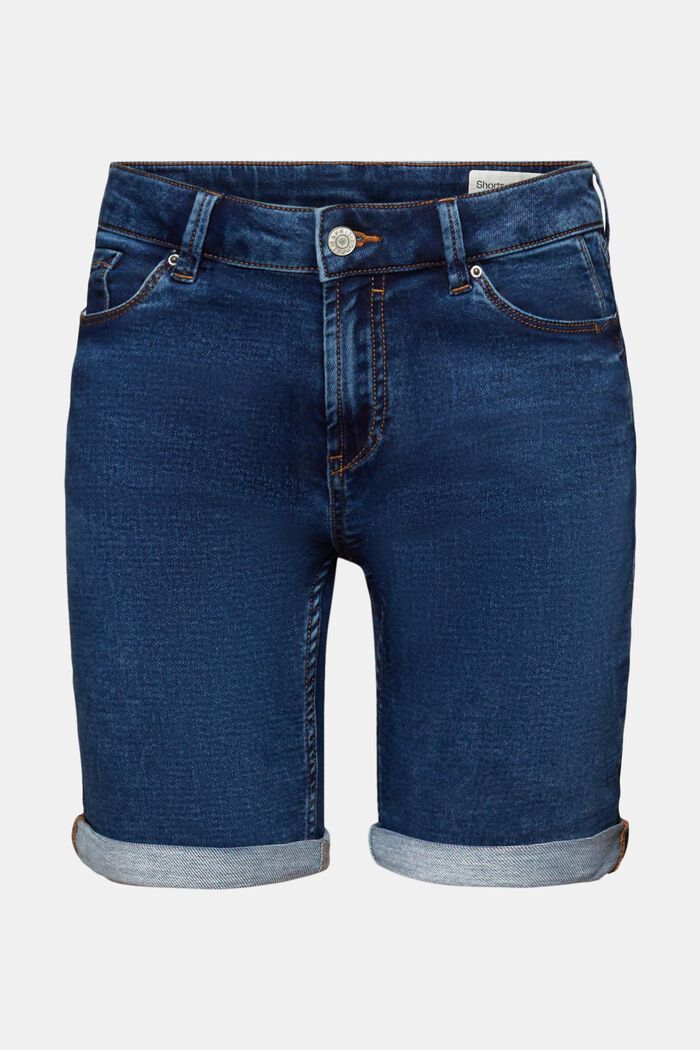 Denim shorts made of blended organic cotton, BLUE MEDIUM WASHED, detail image number 6