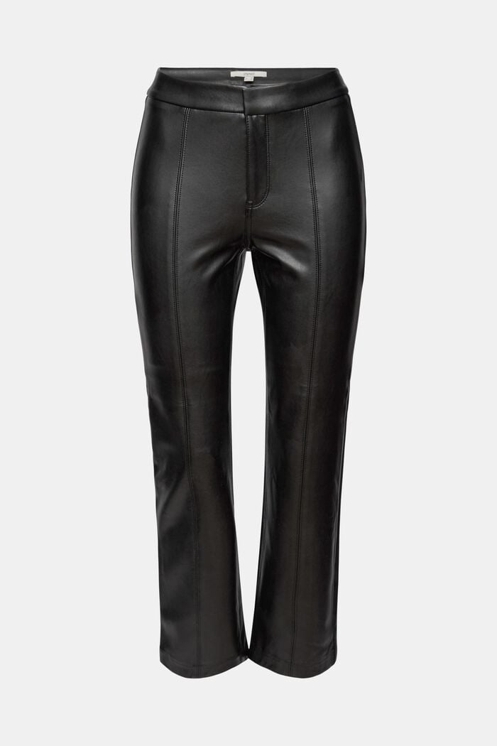 Flared trousers in faux leather, BLACK, detail image number 6