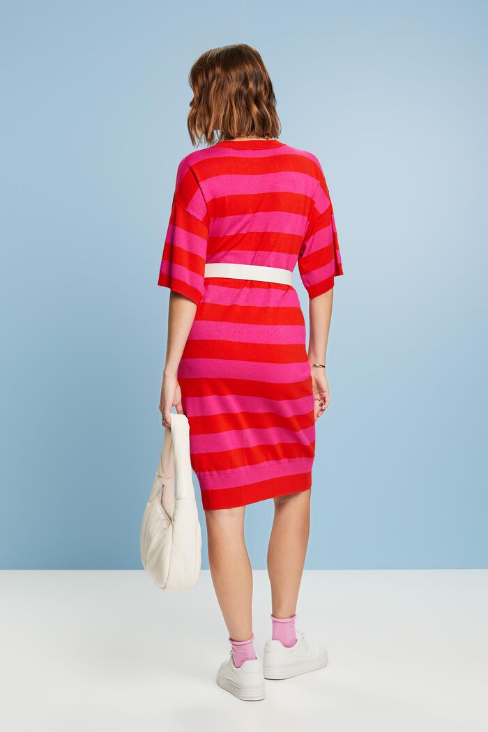 Oversized Striped Knit Dress, RED, detail image number 2