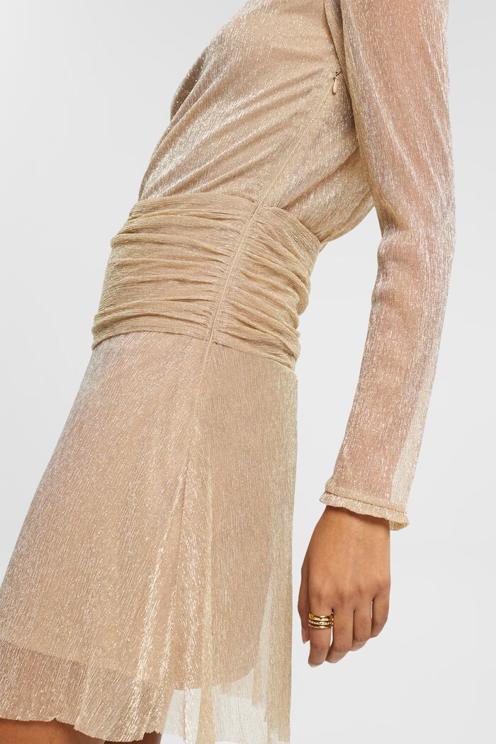 Glittering mesh dress with draped waist, DUSTY NUDE, detail image number 2