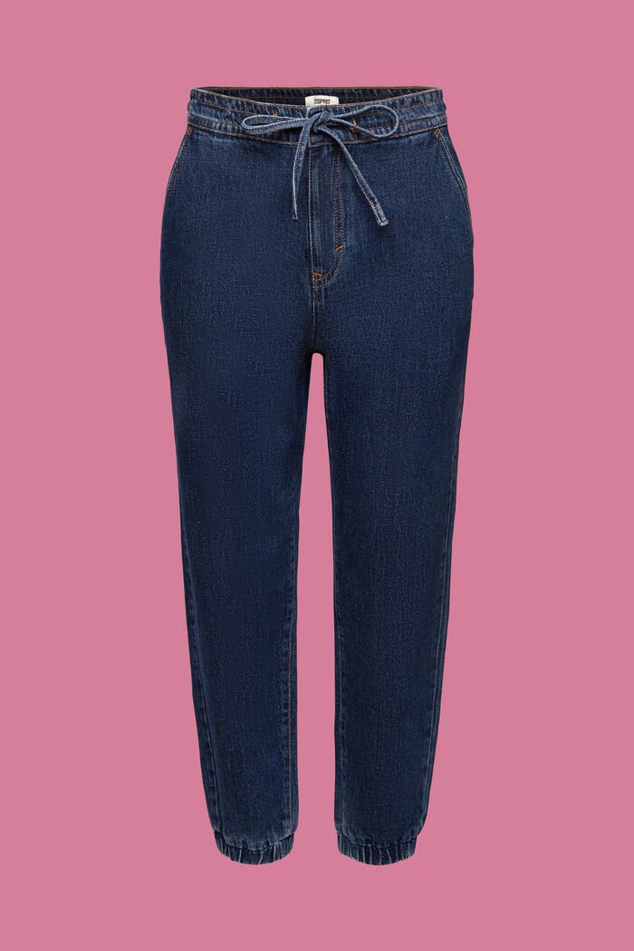 Jogger-style denim jeans, BLUE DARK WASHED, detail image number 7