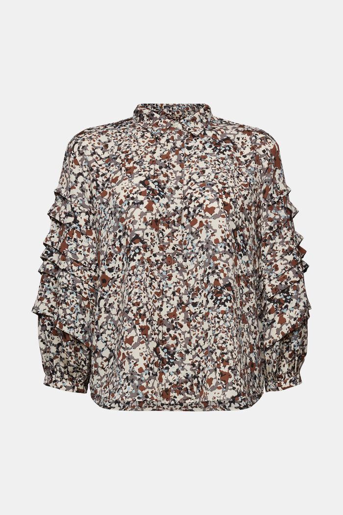 Recycled: patterned blouse, BROWN, detail image number 8