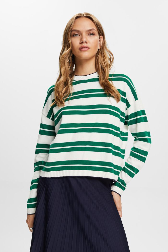 Oversized jumper, 100% cotton, NEW DARK GREEN, detail image number 0