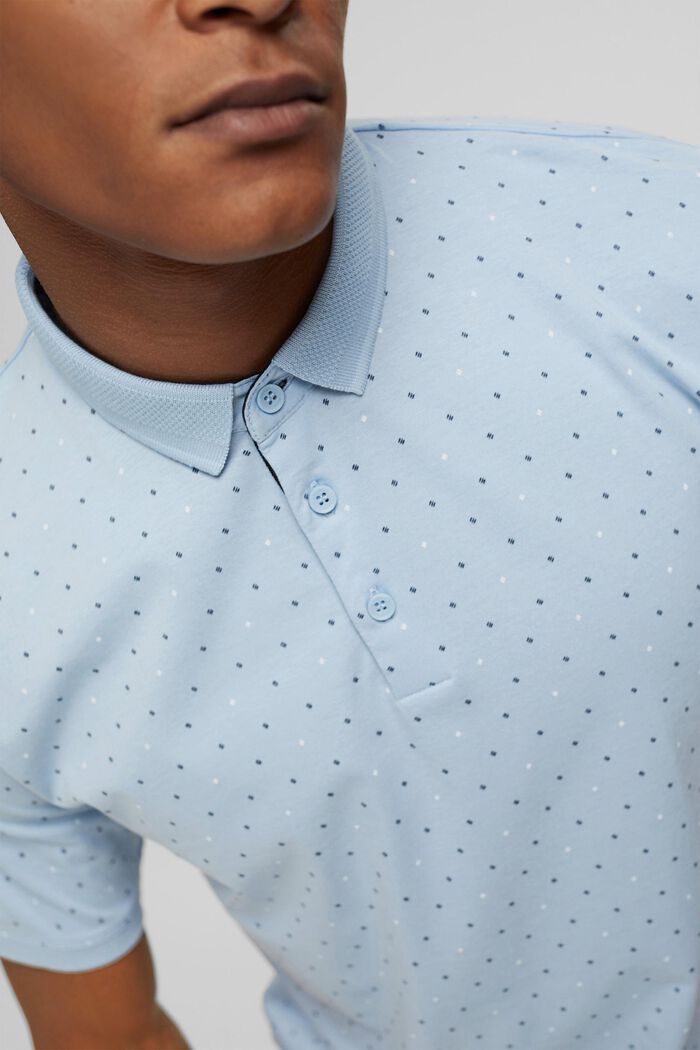 Jersey polo shirt made of organic cotton, LIGHT BLUE, detail image number 1