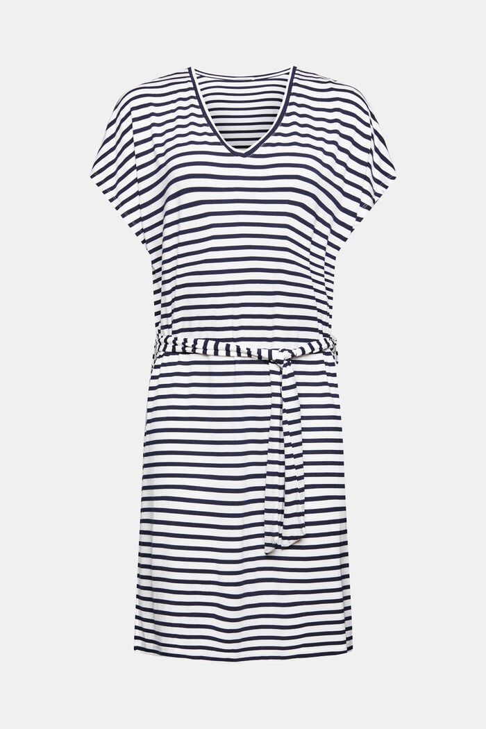 Striped jersey dress made of LENZING™ ECOVERO™, NAVY, detail image number 0