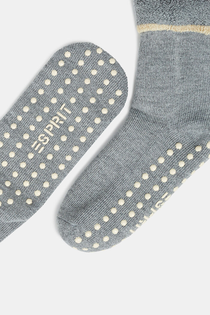 Soft stopper socks, wool blend, MEDIUM GREY MELANGE, detail image number 1