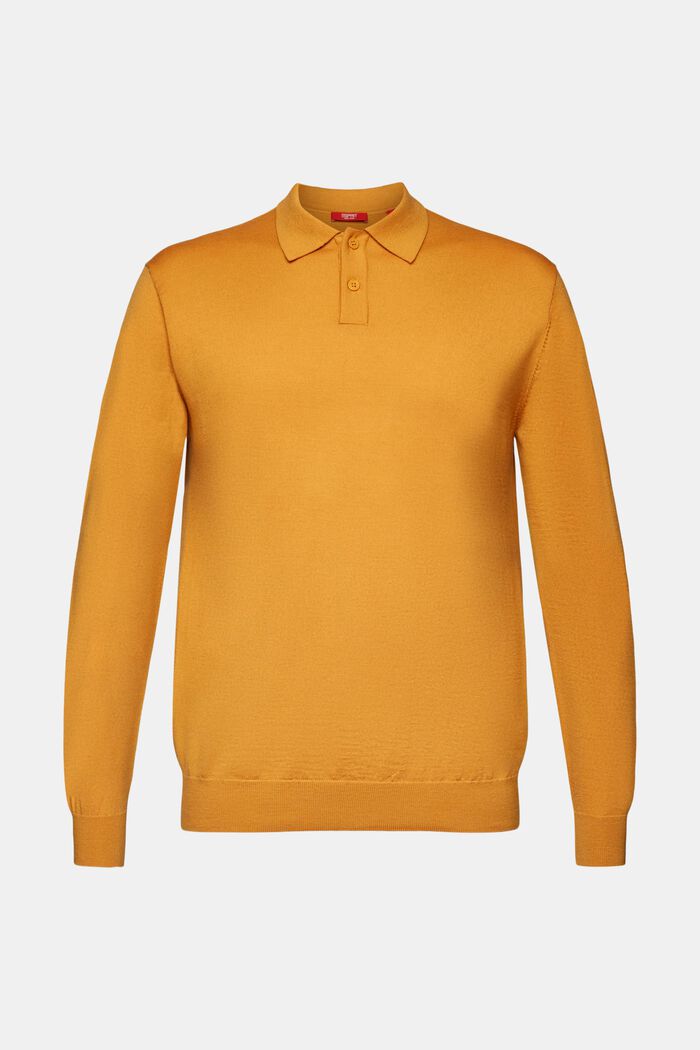Wool Polo Sweater, HONEY YELLOW, detail image number 6