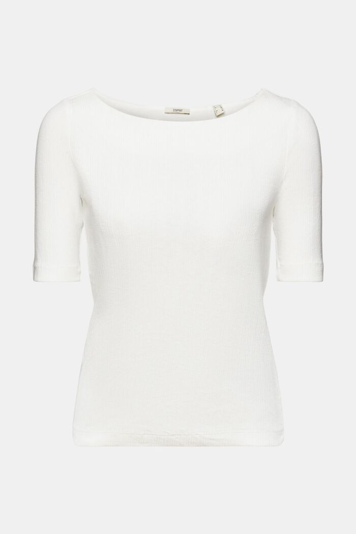 Pointelle ribbed t-shirt, OFF WHITE, detail image number 5