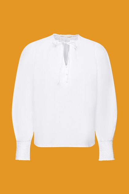 Cotton blouse with tie detail