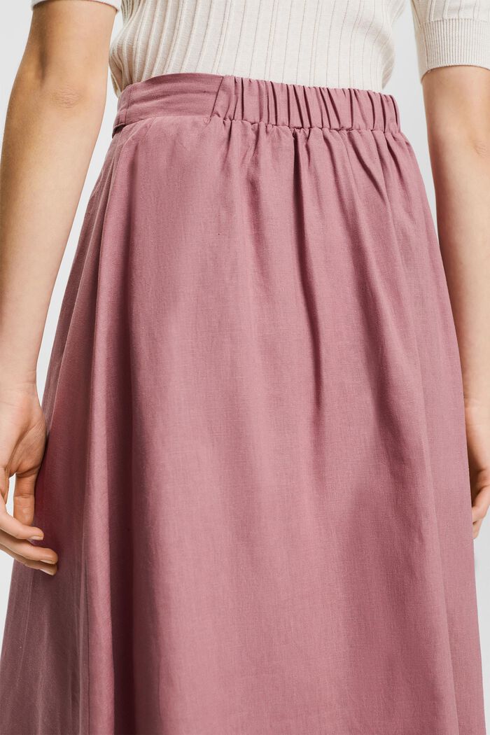 Blended linen skirt with button details, MAUVE, detail image number 6