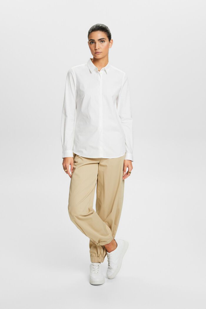 Long-Sleeve Poplin Shirt, WHITE, detail image number 0