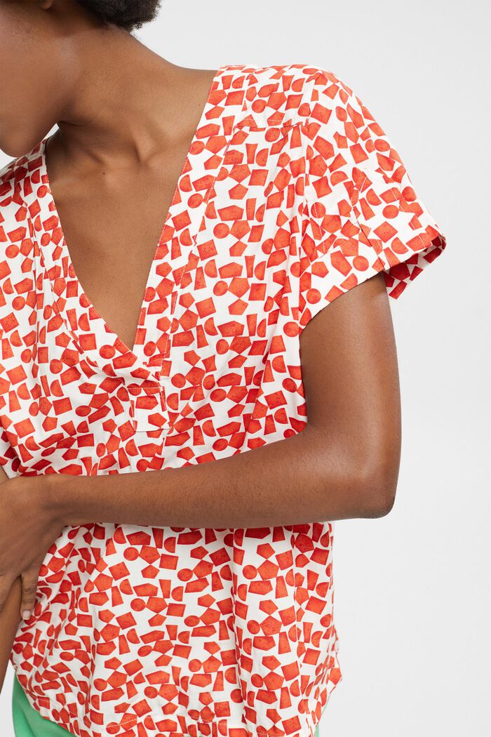 Patterned blouse, LENZING™ ECOVERO™, ORANGE RED, detail image number 0