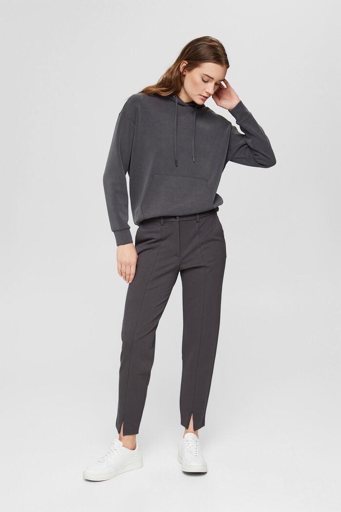 Stretch trousers with slits, ANTHRACITE, overview