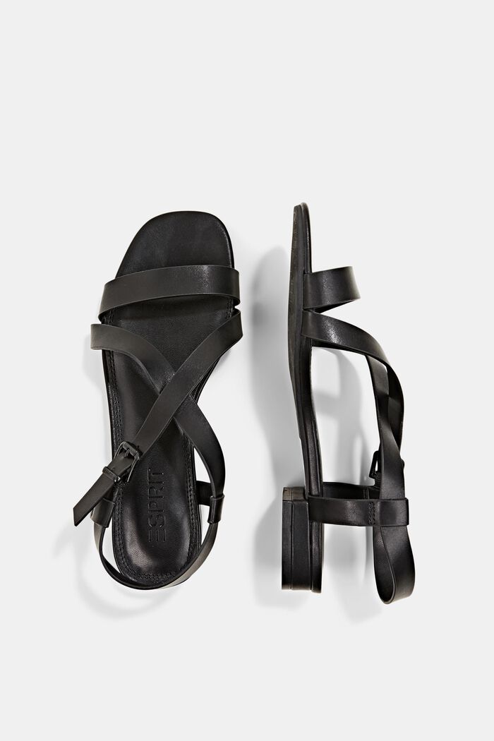 Faux leather strappy sandals, BLACK, detail image number 1