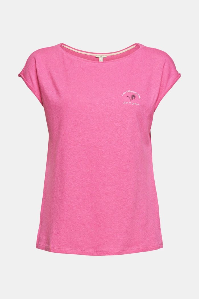 Linen blend: T-shirt with a tiny print, PINK, detail image number 7