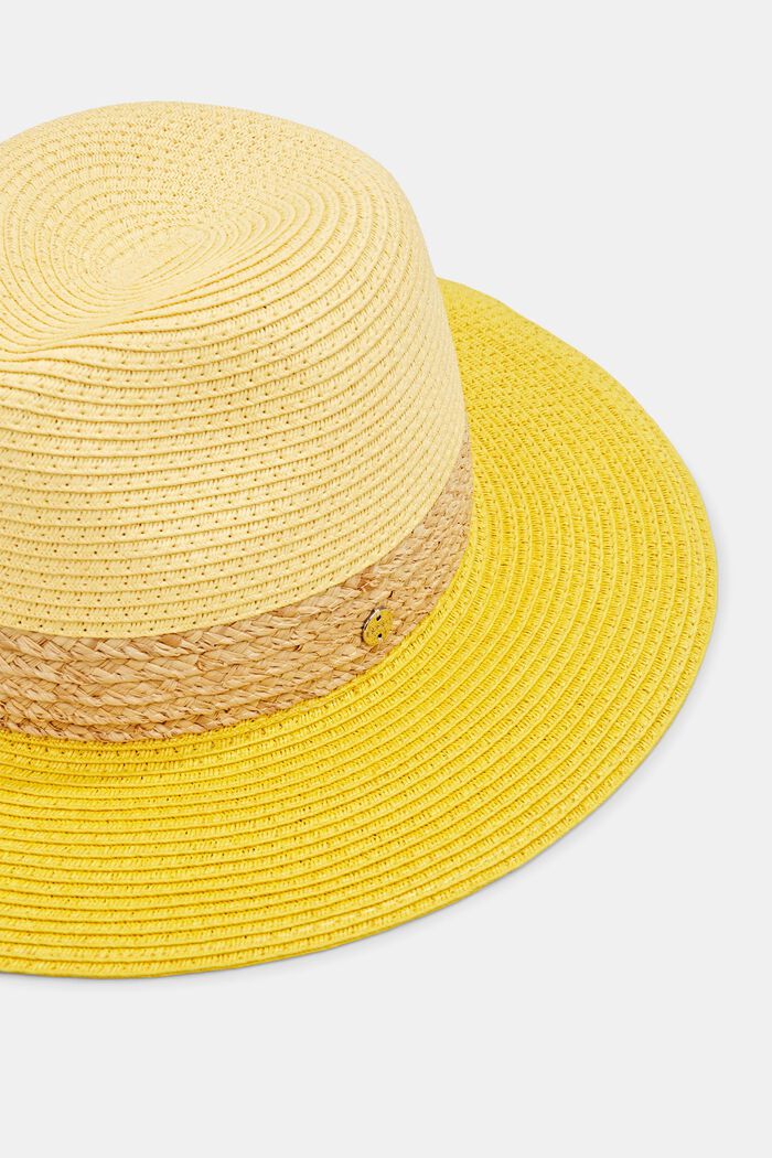 Sun hat made of paper bast, YELLOW, detail image number 1