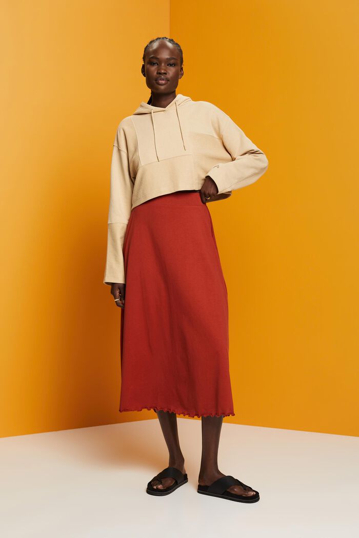 Jersey midi skirt, sustainable cotton, TERRACOTTA, detail image number 4