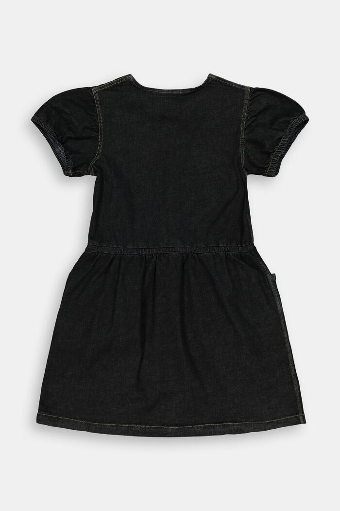 Cotton denim dress, BLACK DARK WASHED, detail image number 1