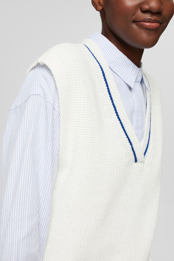 V-neck sleeveless jumper, OFF WHITE, detail image number 2