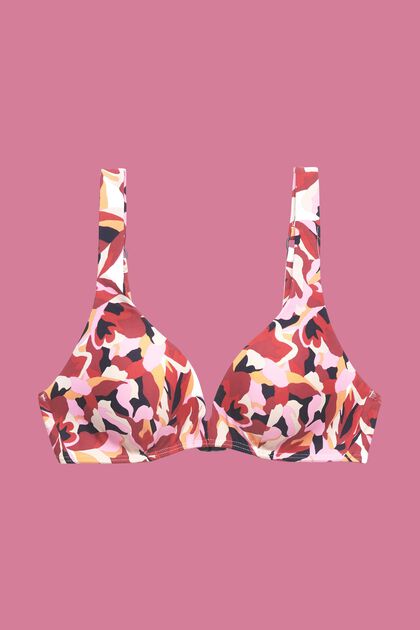 Padded bikini top with floral print